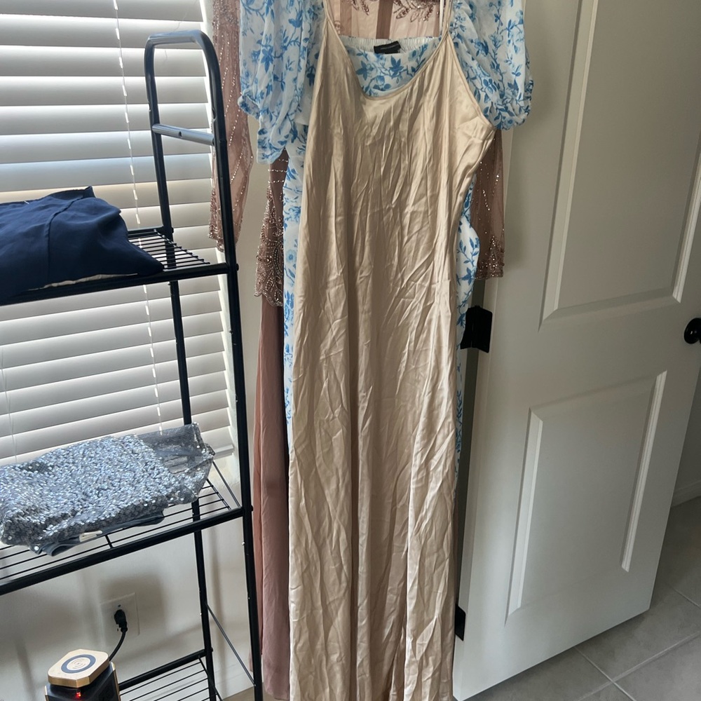 $1,395 ELEVENTY 
Silk Charmeuse Slip Dress - Sand - Picture 4 of 6